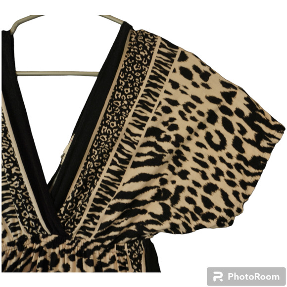 One Clothing Animal Print Mini Dress Sz Small Zebra Cheetah Beach Cover Up EUC - Picture 4 of 9